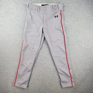 Under Armour Youth Baseball Pants Medium Boys Gray Red Stripe